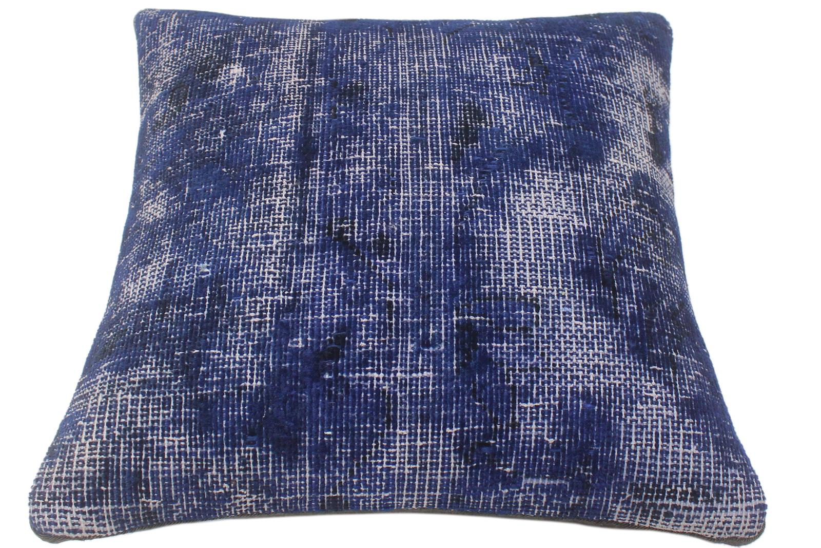 handmade Vintage Pillow Blue Blue Hand-Woven SQUARE 100% WOOL Vintage Pillow