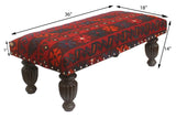 handmade Traditional Settees Burgundy Red Hand-made RECTANGLE Vegetable dyed wool and wood  36'' x 18'' x 14''