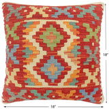 handmade Tribal Turkish Antique Rust Blue Hand-Woven SQUARE 100% WOOL pillow