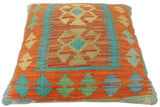 handmade Tribal Turkish Antique Blue Orange Hand-Woven SQUARE 100% WOOL pillow