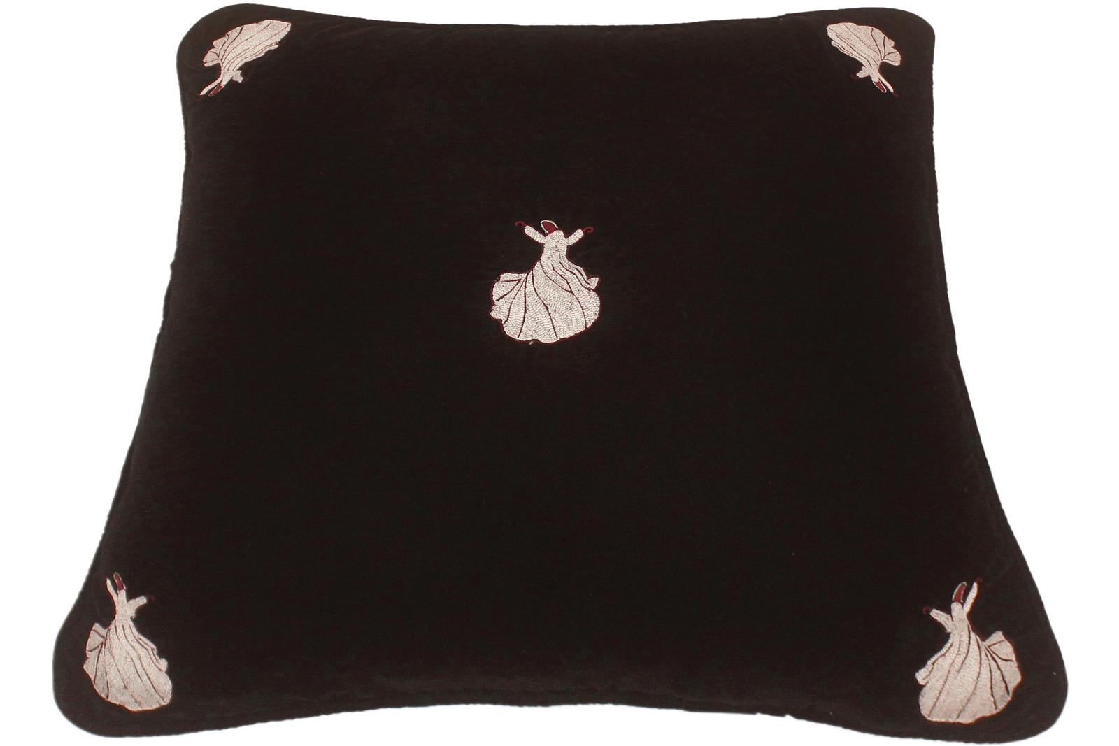 handmade  Pillow Black Maroon Hand-Woven SQUARE VELVET EMBR pillow