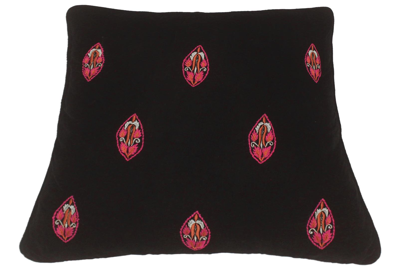 handmade  Pillow Black Pink Hand-Woven SQUARE VELVET EMBR pillow
