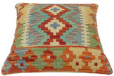 handmade Tribal Turkish Antique Rust Blue Hand-Woven SQUARE 100% WOOL pillow