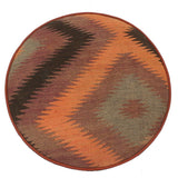 handmade Traditional Victorianot Orange Gray Hand-made ROUND Vegetable dyed wool and wood  