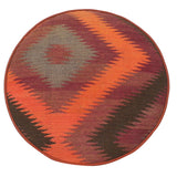 handmade Traditional Victorianot Orange Gray Hand-made ROUND Vegetable dyed wool and wood  