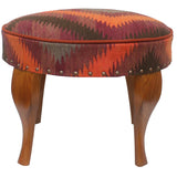 Antique Ayla Handmade Kilim Upholstered Ottoman