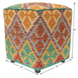 handmade Traditional Ottoman Blue Rust Hand-made SQUARE handmade ottoman pouf