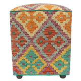 handmade Traditional Ottoman Blue Rust Hand-made SQUARE handmade ottoman pouf