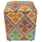 handmade Traditional Ottoman Blue Rust Hand-made SQUARE handmade ottoman pouf