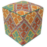 handmade Traditional Ottoman Blue Rust Hand-made SQUARE handmade ottoman pouf