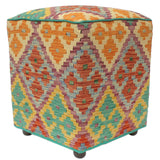 handmade Traditional Ottoman Blue Rust Hand-made SQUARE handmade ottoman pouf15'' x 15'' x 20''