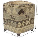 handmade Traditional Ottoman Beige Gray Hand-made SQUARE handmade ottoman pouf