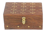 Hand Carved Wooden Rustic East Brass inlay Jewelry Box