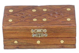 Vintage Platt Hand Carved Wooden Brass inlay Jewelry Box