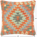 handmade Tribal Turkish Antique Rust Blue Hand-Woven SQUARE 100% WOOL pillow