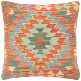 handmade Tribal Turkish Antique Rust Blue Hand-Woven SQUARE 100% WOOL pillow