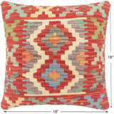 handmade Tribal Turkish Antique Rust Blue Hand-Woven SQUARE 100% WOOL pillow