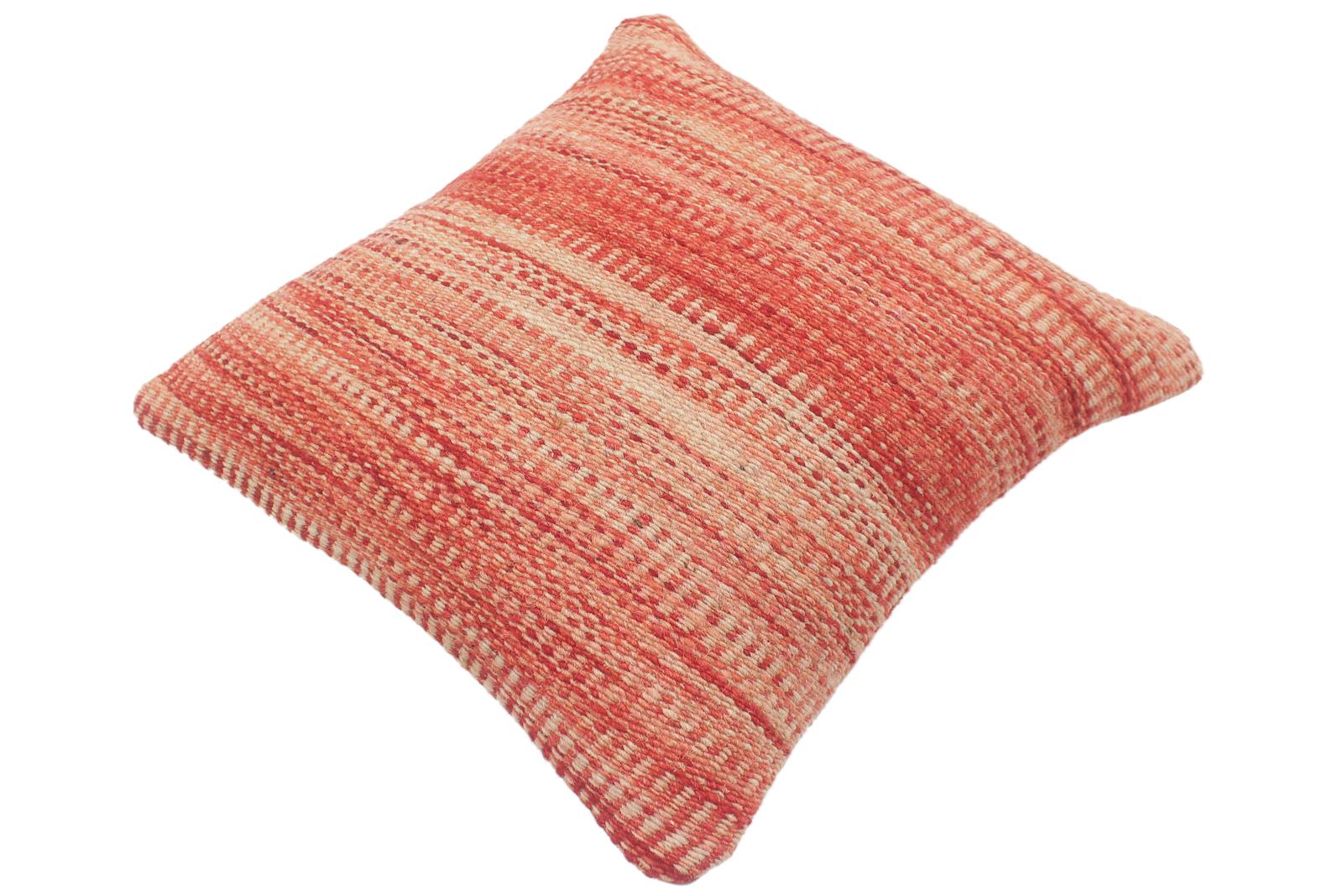 handmade Modern Red Beige Hand-Woven SQUARE 100% WOOL Pillow