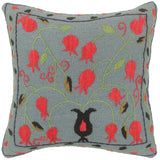 handmade  Pillow Gray Red Hand-Woven SQUARE 100% WOOL pillow