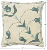 handmade  Pillow Beige Green Hand-Woven SQUARE 100% WOOL pillow