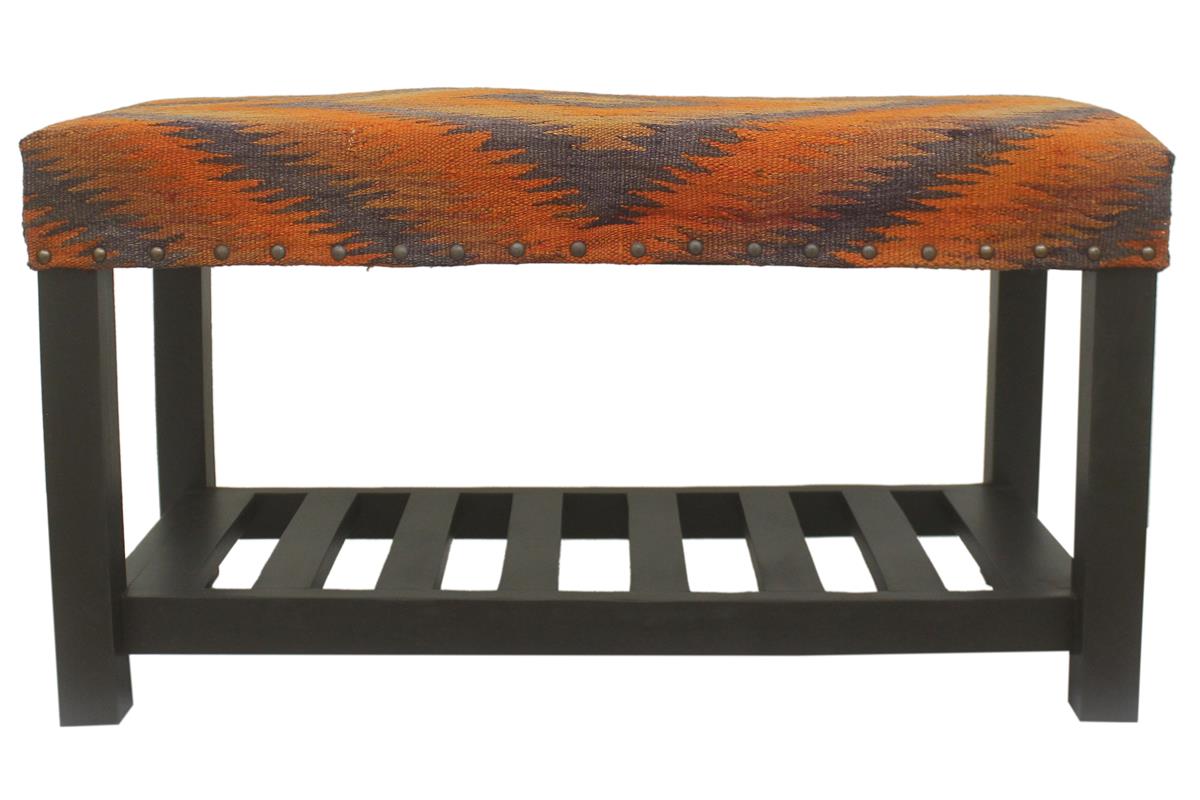 handmade Traditional Shoe Rack Rust Purple Hand-made RECTANGLE Vegetable dyed wool and wood  
