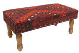 handmade Traditional Settees Burgundy Rust Hand-made RECTANGLE Vegetable dyed wool and wood  48'' x 24'' x 21''