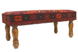 handmade Traditional Settees Burgundy Rust Hand-made RECTANGLE Vegetable dyed wool and wood  