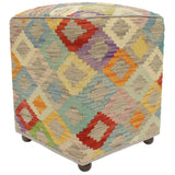 Shabby Chic Frazier Handmade Kilim Upholstered Ottoman