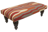 handmade Modern Settees Rust Red Hand-made RECTANGLE Vegetable dyed wool and wood  36'' x 19'' x 13''
