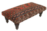 handmade Traditional Settees Red Purple Hand-made RECTANGLE Vegetable dyed wool and wood  