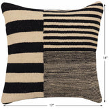 handmade Modern Pillow Beige Black Hand-Woven SQUARE 100% WOOL  Hand woven turkish pillow  2 x 2