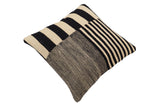 handmade Modern Pillow Beige Black Hand-Woven SQUARE 100% WOOL  Hand woven turkish pillow  2 x 2