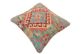 handmade Traditional Pillow Blue Red Hand-Woven SQUARE 100% WOOL  Hand woven turkish pillow  2 x 2