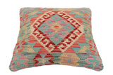 handmade Traditional Pillow Blue Red Hand-Woven SQUARE 100% WOOL  Hand woven turkish pillow  2 x 2