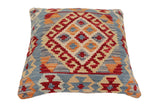 handmade Traditional Pillow Blue Red Hand-Woven SQUARE 100% WOOL Hand woven turkish pillow2' x 2'