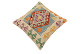 handmade Traditional Pillow Blue Rust Hand-Woven SQUARE 100% WOOL Hand woven turkish pillow2' x 2'