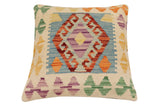 handmade Traditional Pillow Blue Rust Hand-Woven SQUARE 100% WOOL Hand woven turkish pillow2' x 2'