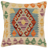 handmade Traditional Pillow Blue Rust Hand-Woven SQUARE 100% WOOL Hand woven turkish pillow2' x 2'