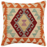 handmade Traditional Pillow Red Rust Hand-Woven SQUARE 100% WOOL  Hand woven turkish pillow  2 x 2