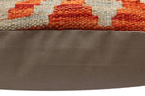 handmade Traditional Pillow Rust Blue Hand-Woven SQUARE 100% WOOL Hand woven turkish pillow2' x 2'