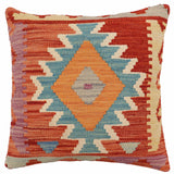 Boho Chic Wright Turkish Hand-Woven Kilim Pillow - 18'' x 18''