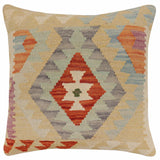 handmade Traditional Pillow Rust Blue Hand-Woven SQUARE 100% WOOL Hand woven turkish pillow2' x 2'