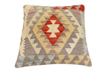 handmade Traditional Pillow Gray Rust Hand-Woven SQUARE 100% WOOL Hand woven turkish pillow2' x 2'