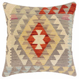 Boho Chic Woodard Turkish Hand-Woven Kilim Pillow - 18'' x 18''