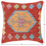 handmade Traditional Pillow Red Blue Hand-Woven SQUARE 100% WOOL Hand woven turkish pillow2' x 2'