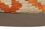 handmade Traditional Pillow Beige Orange Hand-Woven SQUARE 100% WOOL Hand woven turkish pillow2' x 2'