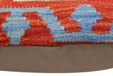 handmade Traditional Pillow Rust Blue Hand-Woven SQUARE 100% WOOL Hand woven turkish pillow2' x 2'