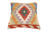 handmade Traditional Pillow Rust Blue Hand-Woven SQUARE 100% WOOL Hand woven turkish pillow2' x 2'