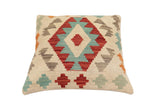 handmade Traditional Pillow Beige Red Hand-Woven SQUARE 100% WOOL  Hand woven turkish pillow  2 x 2