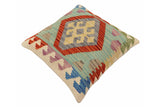 handmade Traditional Pillow Rust Blue Hand-Woven SQUARE 100% WOOL Hand woven turkish pillow2' x 2'